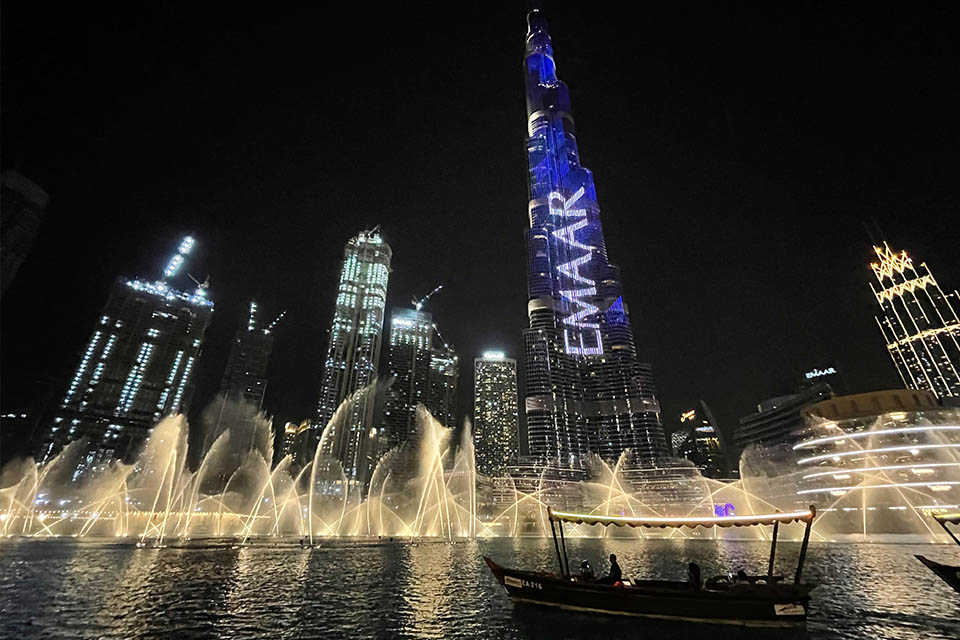 Spectacle des fontaines dansantes à la Burj Khalifa